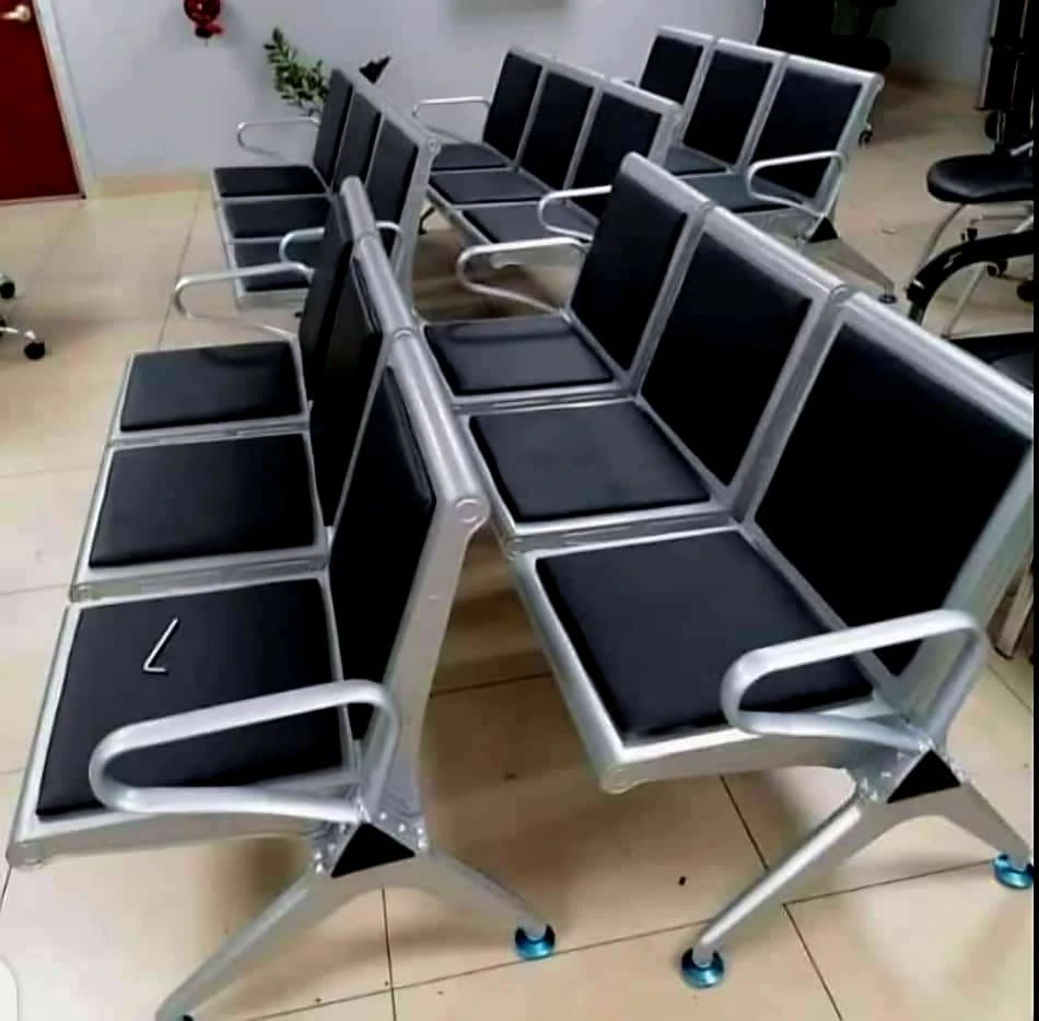 3-Seater Airport Leather-Padded Waiting Chair