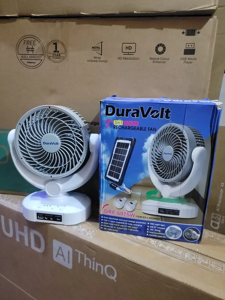 Duravolt 7" 3-in-1 Rechargeable Fan (DRF-607SW)