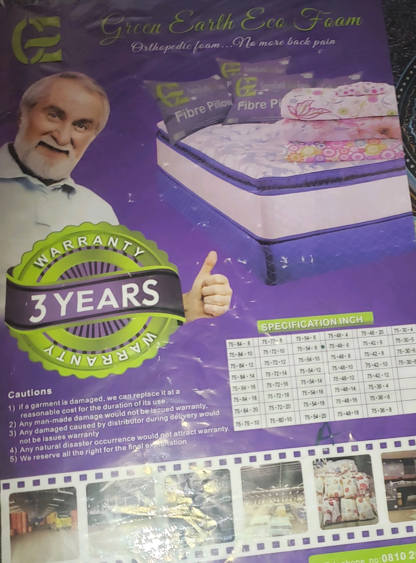 6by4 by20 green eth orthopedic spring bed